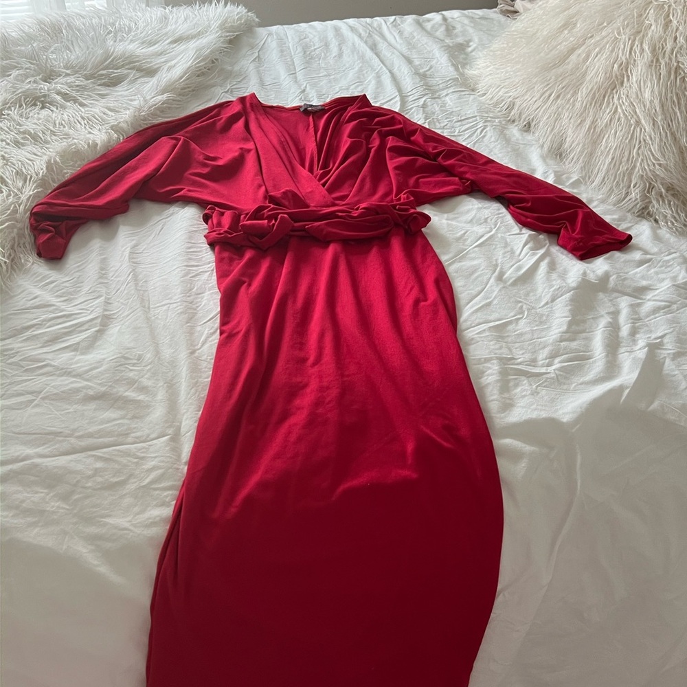 Red low cut maxi Dress